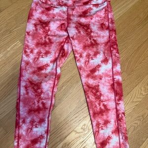 Ladies Size Medium Pro Player Red and White Tie-Dye Leggings GUC